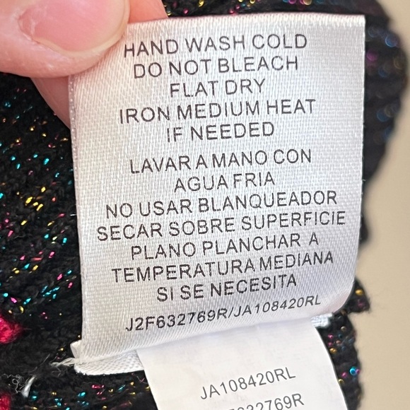 JOSEPH A.Womens Red Black Sweater Small Striped Shimmer Eyelet Casual Festive - Picture 11 of 17